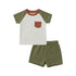 Baby Boys 2 T-Shirts & 2 Shorts Set Green White Brown Safari Set