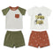 Baby Boys 2 T-Shirts & 2 Shorts Set Green White Brown Safari Set