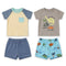 Baby Boys 2 T-Shirts & 2 Shorts Set Grey Creme Blue Dino Set