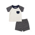 Baby Boys 2 T-Shirts & 2 Shorts Set Orange Grey Blue Big Digger Set