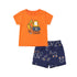 Baby Boys 2 T-Shirts & 2 Shorts Set Orange Grey Blue Big Digger Set