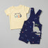 Baby Boys Dungaree Dress Set with T-Shirt & Socks Blue Dino Set