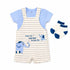 Baby Boys Dungaree Dress Set with T-Shirt & Socks Blue White Elephant Set