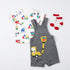Baby Boys Dungaree Dress Set with T-Shirt & Socks Grey White The Big Boy Set