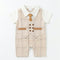 Baby Boys Formal Romper Beige Brown Checks