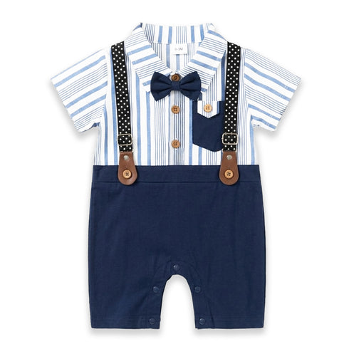 Baby Boys Formal Romper Suspenders Bow Style