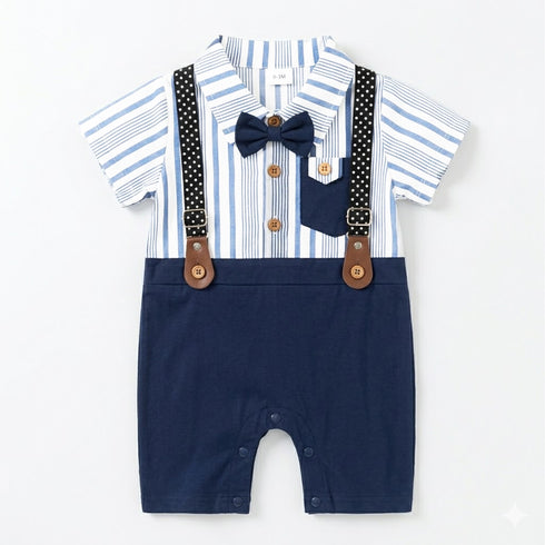 Baby Boys Formal Romper Suspenders Bow Style