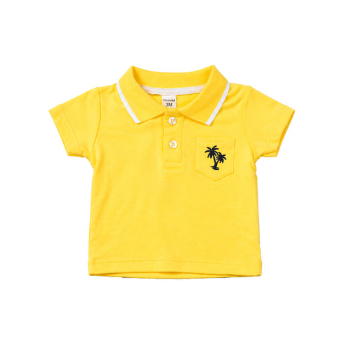 Baby Boys Polo Shirt & Shorts Set with Sunglasses Yellow Hawaii Design