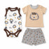 Baby Boys T-Shirt Bodysuit & Shorts Set Brown Roar Set