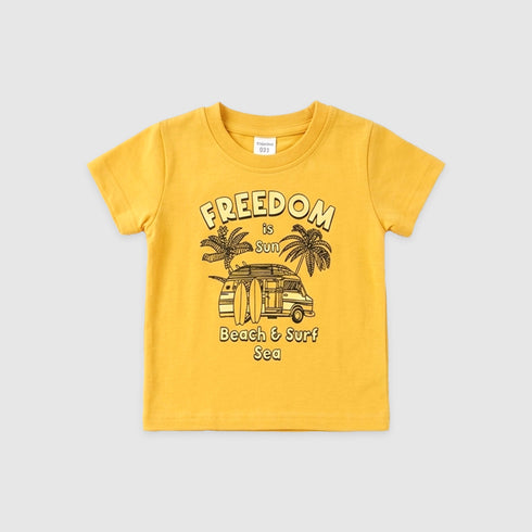 Baby Boys T-Shirt & Sando Shirt with Shorts Set Yellow Freedom Is Sun Set