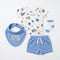 Baby Boys T-Shirt & Shorts Set with Bib & Socks Blue Galactic Space Explorer Set