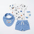 Baby Boys T-Shirt & Shorts Set with Bib & Socks Blue Galactic Space Explorer Set