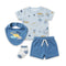 Baby Boys T-Shirt & Shorts Set with Bib & Socks Blue Purple Dino Set