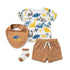 Baby Boys T-Shirt & Shorts Set with Bib & Socks Brown Dino Set