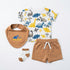 Baby Boys T-Shirt & Shorts Set with Bib & Socks Brown Dino Set