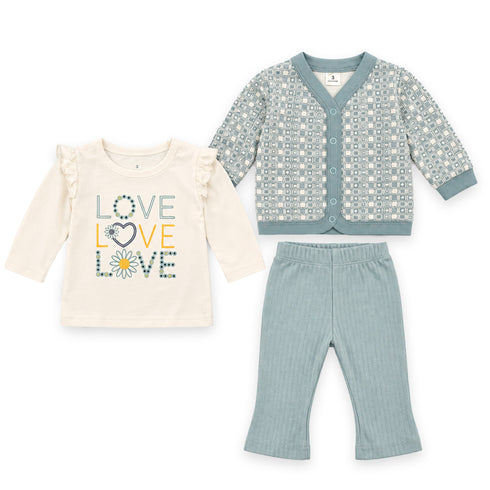 Front Open Baby Girl Dresses Shirt T-Shirt Trouser Set
