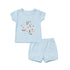 Baby Girls 2 T-Shirts & 2 Shorts Set Blue Pink Floral Set