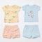 Baby Girls 2 T-Shirts & 2 Shorts Set Blue Pink Floral Set
