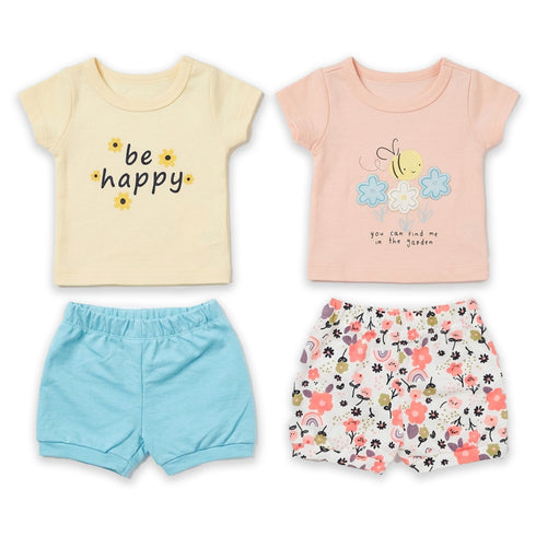 Baby Girls 2 T-Shirts & 2 Shorts Set Floral Set