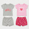 Baby Girls 2 T-Shirts & 2 Shorts Set Pink Grey Tiny Miracle Set