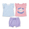 Baby Girls 3-Piece Set 2 T-Shirts 1 Shirt Blue Pink Floral Set