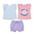 Baby Girls 3-Piece Set 2 T-Shirts 1 Shirt Blue Pink Floral Set