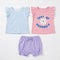 Baby Girls 3-Piece Set 2 T-Shirts 1 Shirt Blue Pink Floral Set