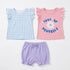 Baby Girls 3-Piece Set 2 T-Shirts 1 Shirt Blue Pink Floral Set