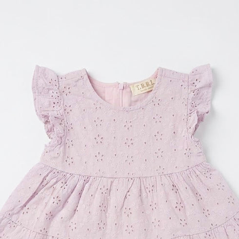 Baby Girls Cotton Embroidered Frock Baby Pink Chikan Style