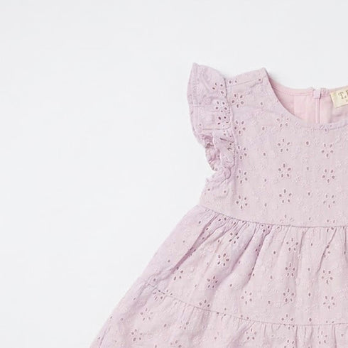 Baby Girls Cotton Embroidered Frock Baby Pink Chikan Style