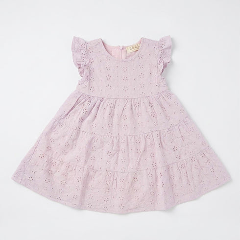 Baby Girls Cotton Embroidered Frock Baby Pink Chikan Style