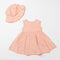 Baby Girls Cotton Frock with Hat Peach Floral Printed