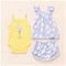 Baby Girls Cotton Suit Set Frock Bodysuit and Panty Blue Yellow Floral