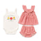 Baby Girls Cotton Suit Set Frock Bodysuit and Panty Red White Checks & Floral