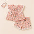 Baby Girls Cotton Suit Set Frock Shorts with Headband Pink Floral