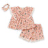 Baby Girls Cotton Suit Set Frock Shorts with Headband Pink Floral