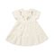 Baby Girls Cotton Embroidered Frock Cream Floral Embroidery