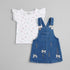 Baby Girls Dungaree Dress Set with T-Shirt Dark Blue Glittered Set