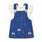 Baby Girls Dungaree Dress Set with T-Shirt Dark Blue Glittered Set