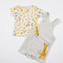 Baby Girls Dungaree Dress Set with T-Shirt & Socks Grey White Floral Set