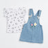 Baby Girls Dungaree Dress Set with T-Shirt Light Blue Floral Set
