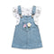 Baby Girls Dungaree Dress Set with T-Shirt Light Blue Floral Set