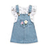 Baby Girls Dungaree Dress Set with T-Shirt Light Blue Floral Set