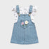 Baby Girls Dungaree Dress Set with T-Shirt Light Blue Floral Set