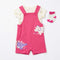 Baby Girls Dungaree Dress Set with T-Shirt & Socks Pink Dino Set
