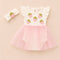 Baby Girls Frock with Bodysuit Cotton Jersey Net Pink White Embroidered Textured