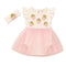 Baby Girls Frock with Bodysuit Cotton Jersey Net Pink White Embroidered Textured
