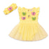 Baby Girls Frock with Bodysuit Cotton Jersey Net Yellow Embroidered Textured