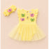 Baby Girls Frock with Bodysuit Cotton Jersey Net Yellow Embroidered Textured
