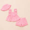 Baby Girls Frock Set with Shorts and Hat Pink Textured Fabric